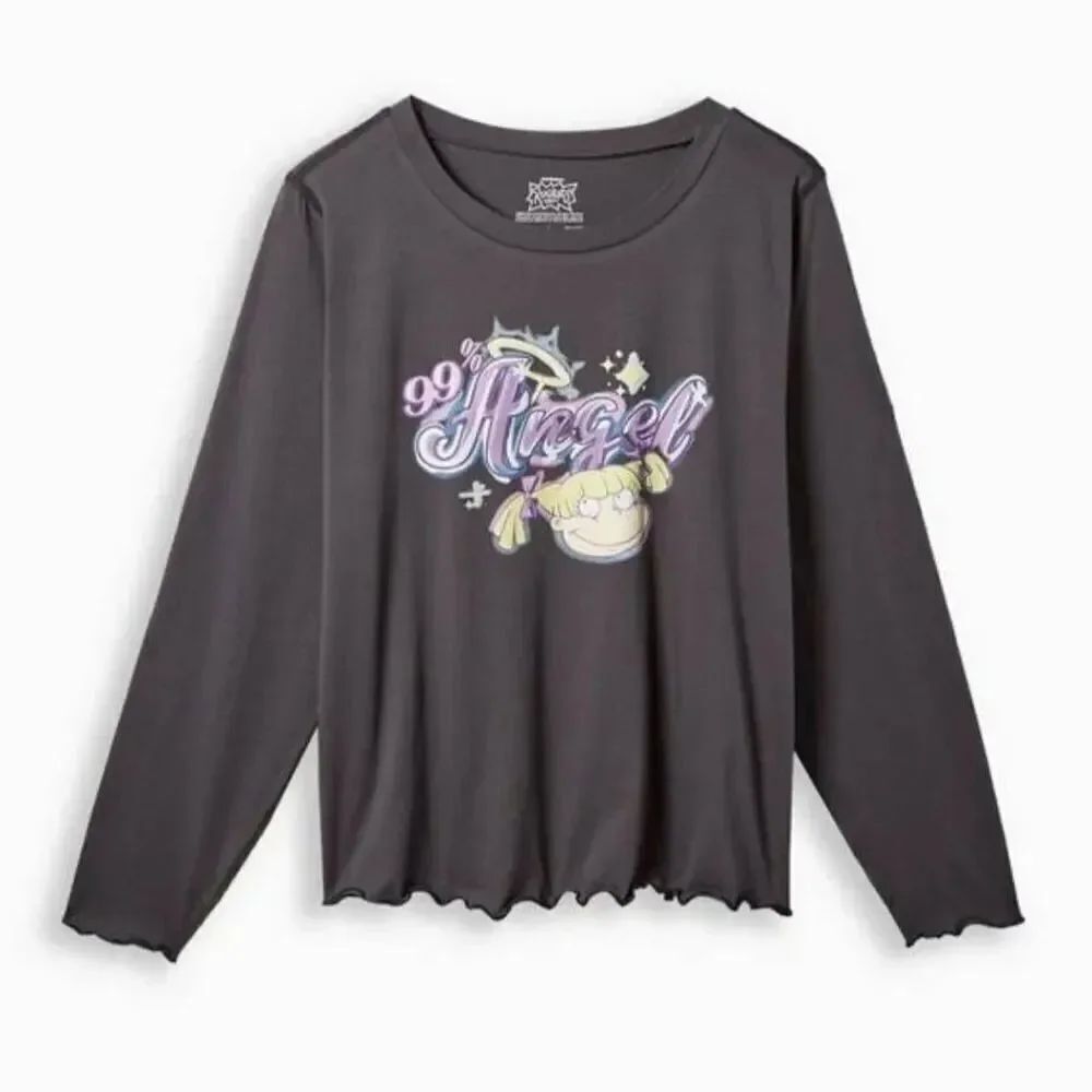 Torrid Plus Size 1X 14-16 Nickelodeon Rugrats Angelica Lettuce Hem Crop Top